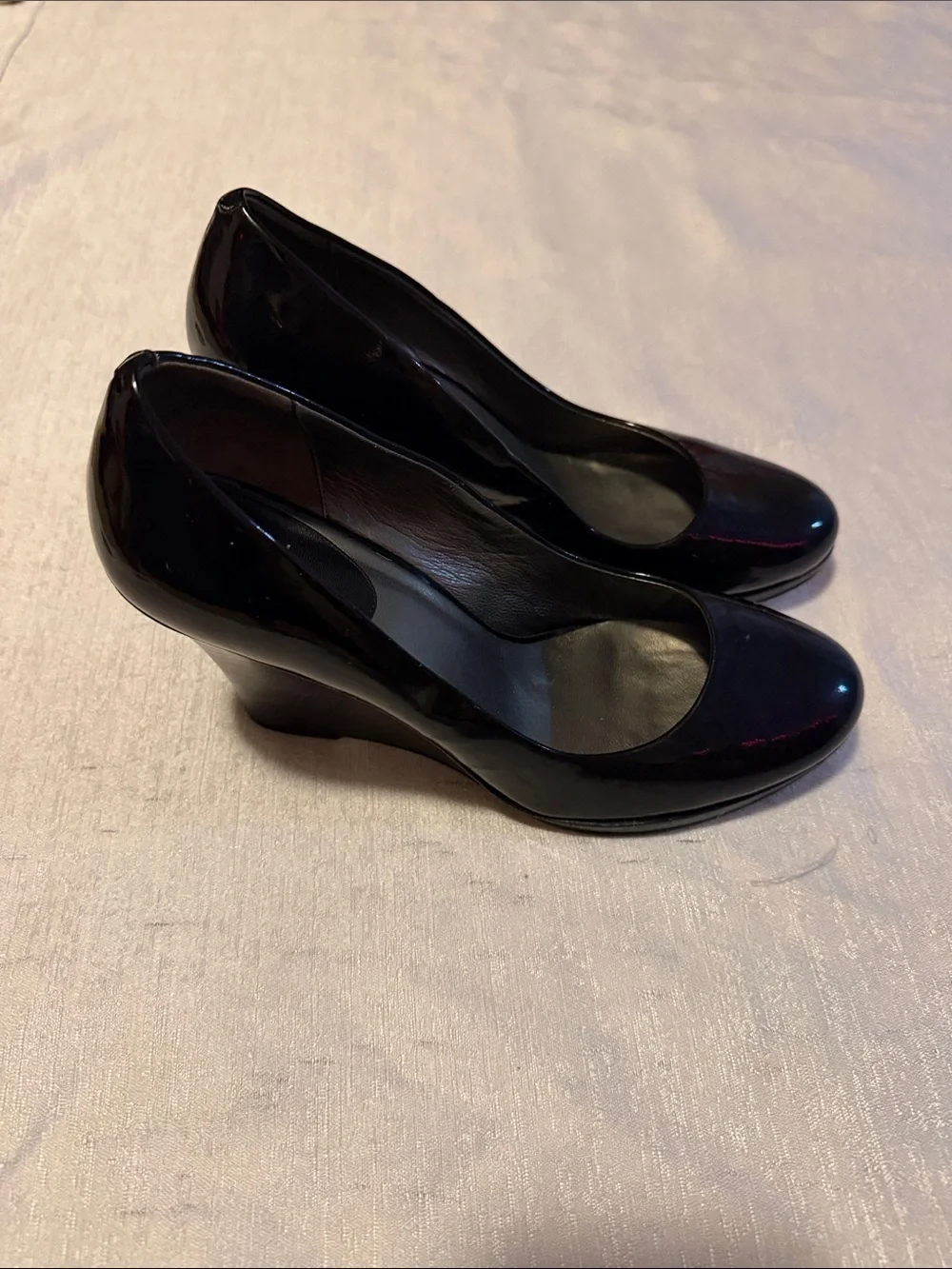 Cole Haan Black Patent Leather Classic Wedges